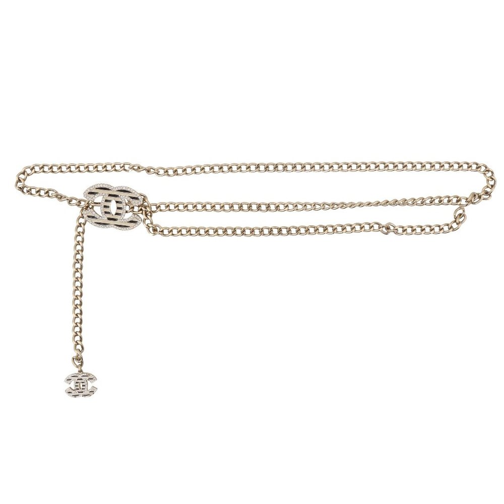 Chanel Striped CC Logo Chain Belt